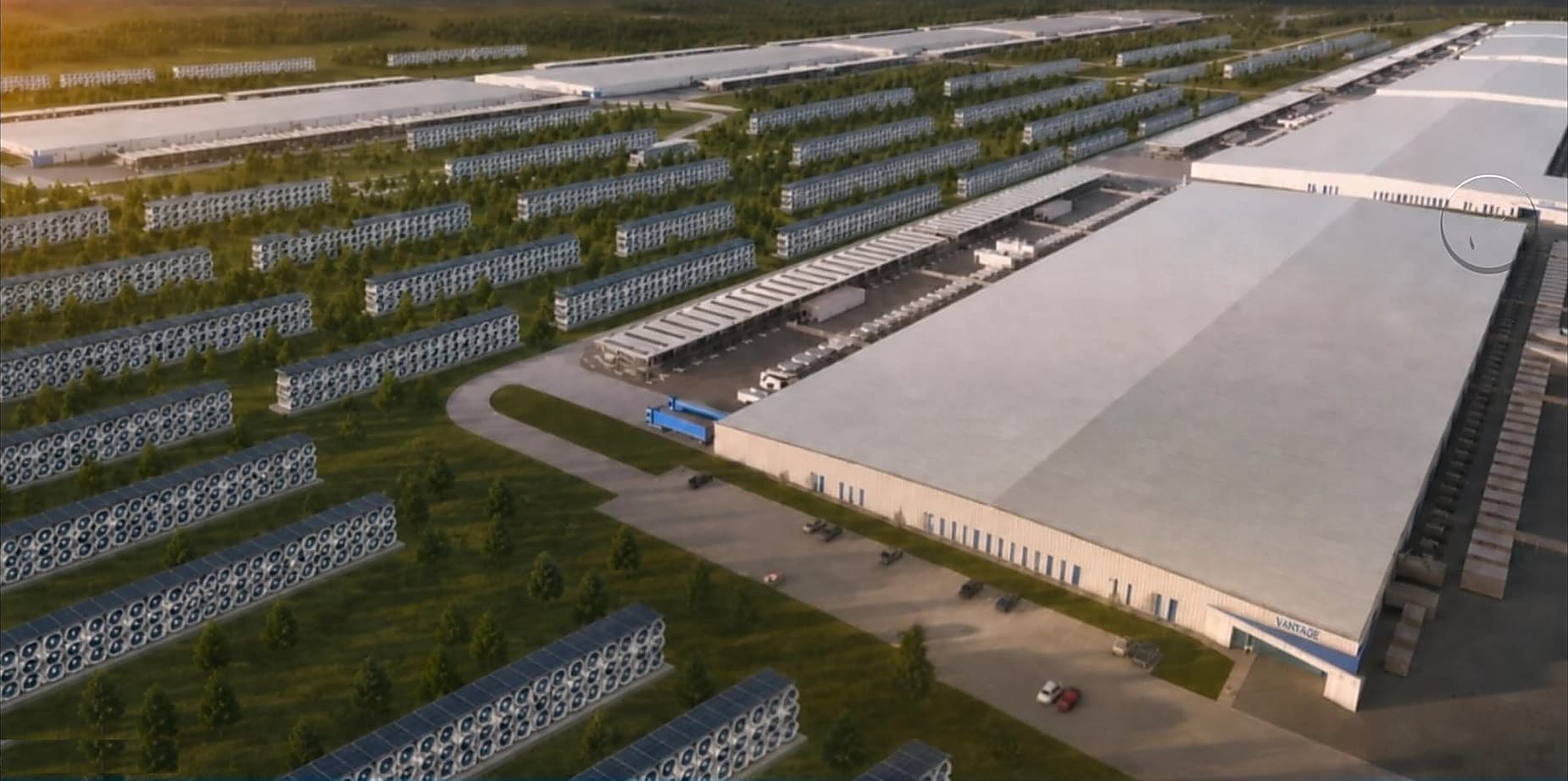 AEROGRID arrays installed along the lawns of a Vantage data-center campus